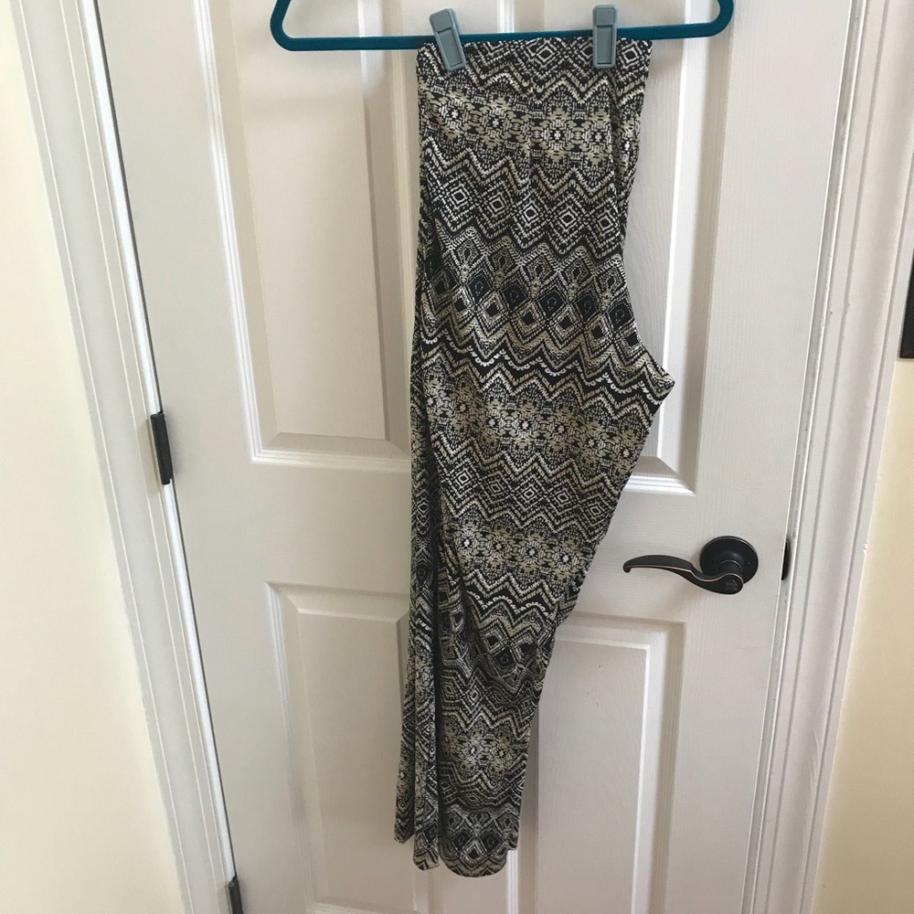 Lightweight Black and Tan Loose Wide-leg  Pants XL